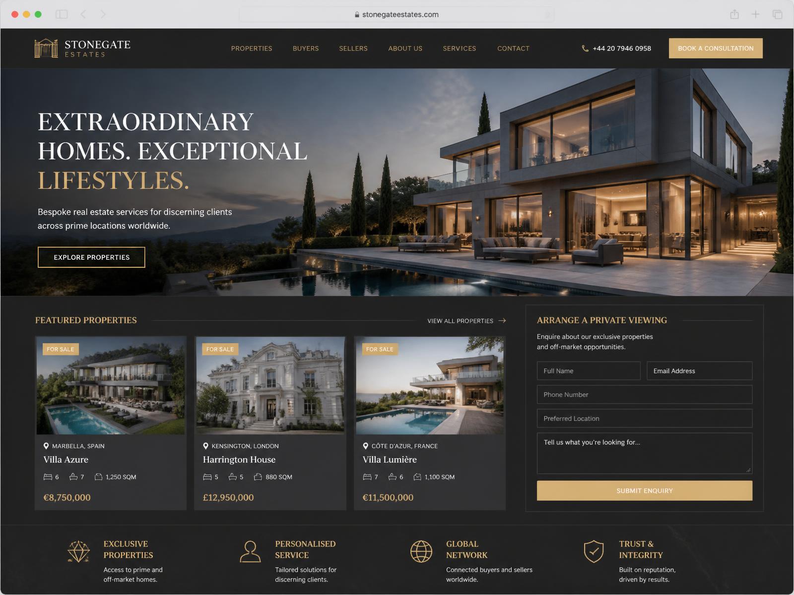Website für Uferblick Estates — Immobilien