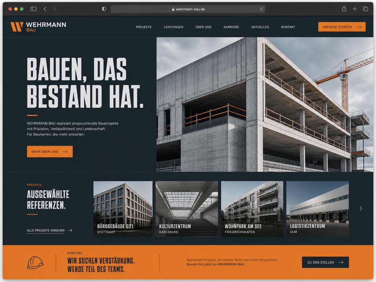 Website für Wehrmann Bau — Bauunternehmen