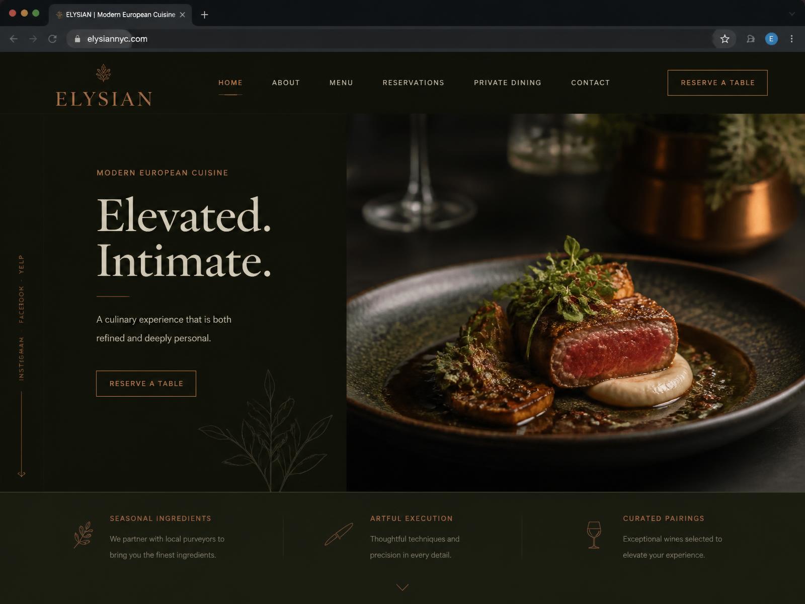 Website für Zunder & Klee — Restaurant
